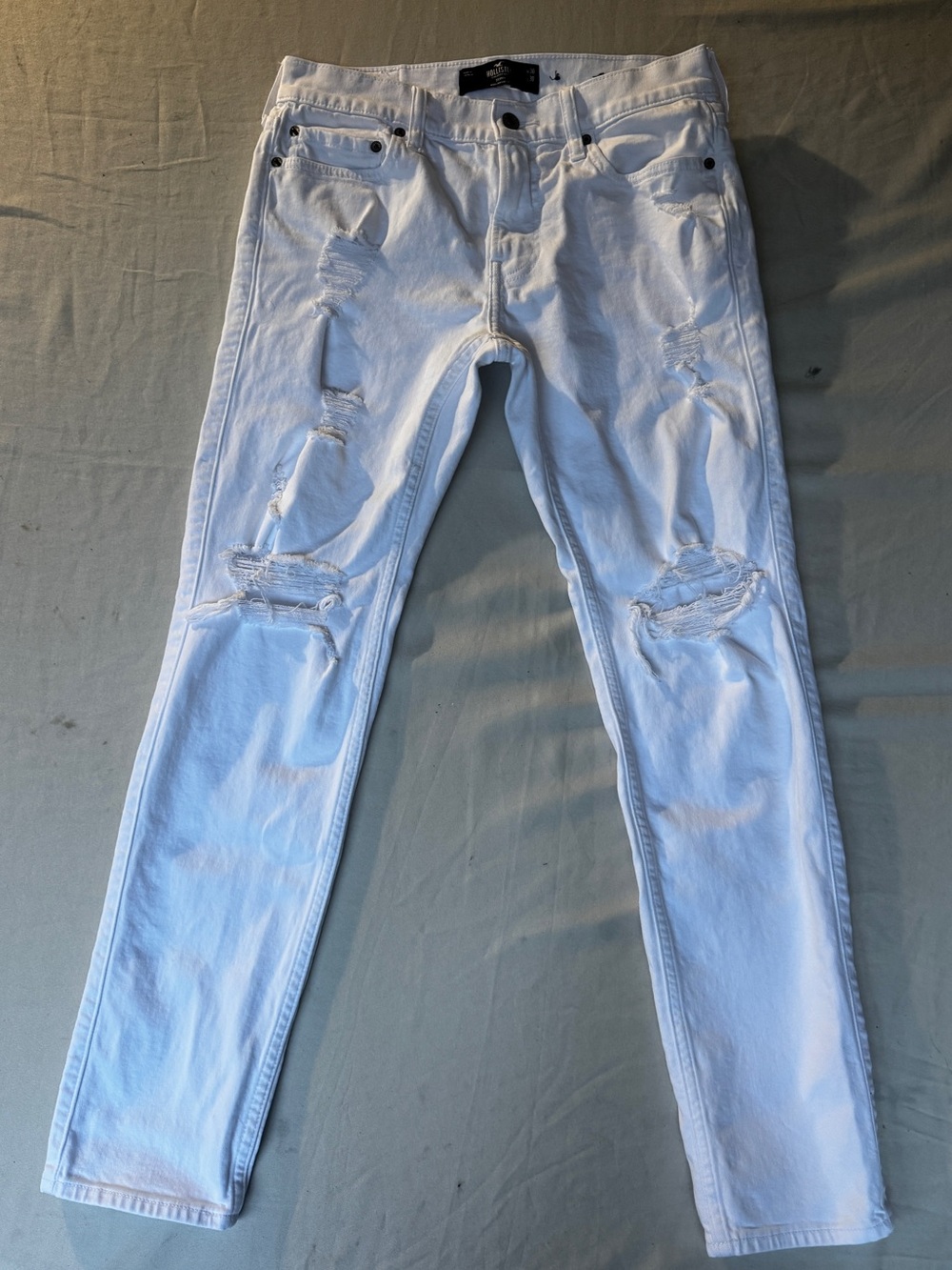 Hollister Y2k distress skater grunge White Slim Jeans women 30x30 stretch